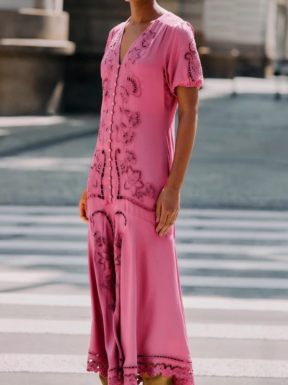 FARM Rio Magenta Embroidered Button-Front Maxi Dress - Picture 2 of 7